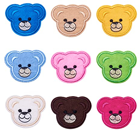Crafans 120 Stück Bärenaufnäher, 45 x 55 x 1,5 mm, sortierte Cartoon-Bär-Aufnäher zum Aufnähen auf Stoff, Applikationen für Kostüm-Dekoration, Reparaturen
