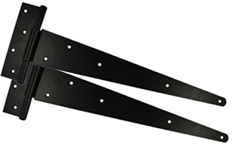 Haven Heritage - T-Hinge Black Japanned, Rustproof Tee Hinges with Powder Coating, Heavy Duty T Strap for Shed, Gate, Garden & Barn Doors, Weather-Resistant External Door Hinges, (18) 450mm(Pair)