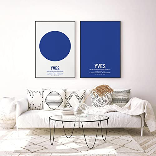 Dittelle Abstraktes Wandgemälde Yves Klein Frence Kunstdruck Vintage Leinwand Poster Nordisches Blau Einfaches Farbbild Wohnkultur15.7 x 23.6(40x60cm) x2 No frame