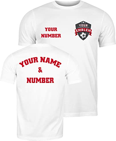lepni.me Maglia da Calcio con Lo Stemma del Tuo Club Preferito Nome e Numero Maglietta da Uomo Personalizzata Distintivo Stagione Sportiva 2022-23 (L Bianco Multicolore)