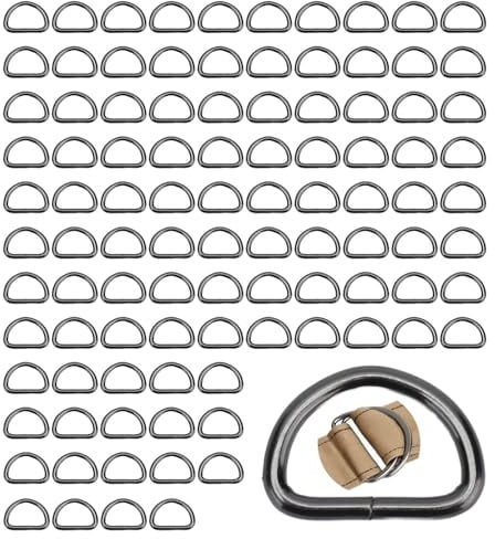 Hapivida 100 Stück Metall D Ring Schnalle 10mm x 6mm Metall Gürtelschnalle D Form Schnalle Clips Halbrunder D-Ring Hardware Sortiment zum Nähen von Gurtbändern, Bändern, Gürteln, Taschen (Rotguss)