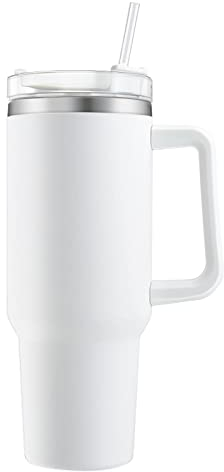 Tumblers Cup with Straw, Lid and Handle,40oz/1200ml Stainless Steel Vacuum Insulated Cup, Car Coffee Mug, Vacuum Insulated Water Bottle for Cold & Hot Drinks