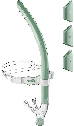 CAPAS Training Schwimmen Schnorchel für Runde Schwimmen, ideale Passform, Schwimmer-Schnorchel mit Flüssigkeit Silikon Mundstück verstellbaren Riemen Swivel Stirnband, für Erwachsene Männer Frauen
