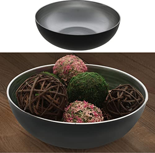 Cepewa Dekoschale │ Ø30cm x H10cm Kunststoff Silber schwarz │ Obstschale rund Tischdeko (1 x rund Silber schwarz Ø30cm)