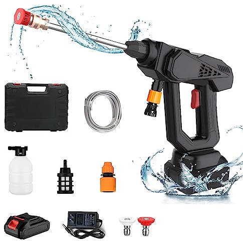 Cordless Pressure Washer, 48V 300W Portable Pressure Washer with Rechargeable Battery & Charger, High Pressure Jet Washer with 5M Hose for Car Fence Floor Cleaning Watering