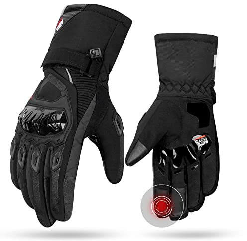 KEMIMOTO Winter Motorradhandschuhe, geprüfte Motorradhandschuhe,Motorrad Handschuhe Winter, Touchscreen Handschuhe, Wasserdicht, für Motorradfahren, Skifahren, Roller