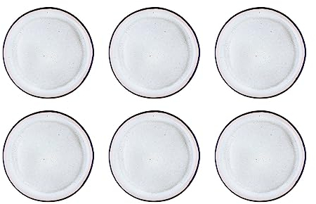 Björn, Collection Iris, Lot de 6 Assiettes Plates en Grès avec Email Réactif, Blanc Ivoire - Compatible Micro-ondes et Lave-vaisselle