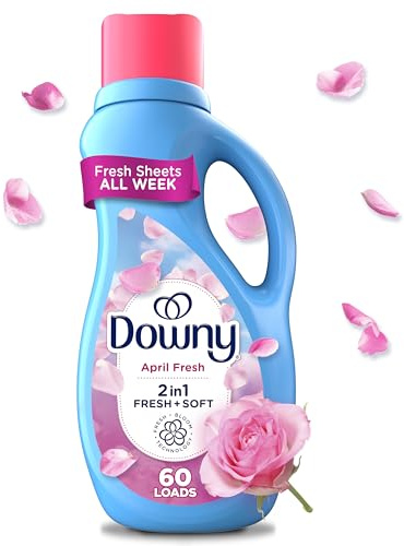 Downy Soft, 2 in 1 Soft and Fresh Liquid Fabric Softener, April Fresh, 44 fl oz, 60 Loads, Fabric Conditioner Liquid provides softness and freshness for fabrics