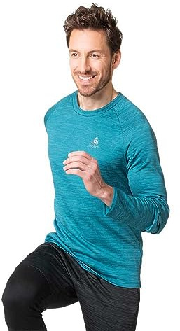 Odlo Herren Run Easy Warm Longsleeve, Saxony Blue Melange, XXL