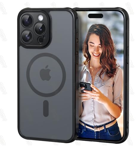 Nupcknn Funda Magnética para iPhone 15 Pro MAX con Magsafe, Carga Inalámbrica, Protección Total de Cámara, Antigolpes y Translúcido Mate Antiarañazos Carcasa