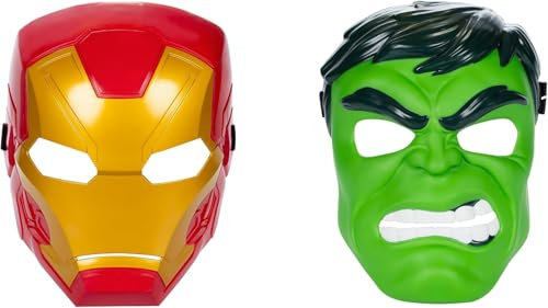 Marvel Avengers Hero Mask Multipack, Iron Man & Hulk Mask 2-Pack, Toys for Kids