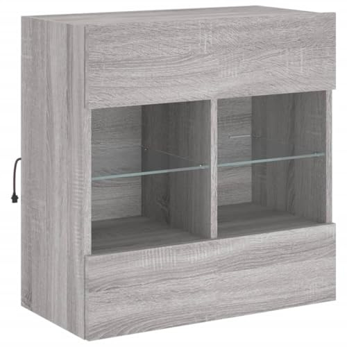 vidaXL TV Wandschrank, TV Schrank mit viel Stauraum, Wandmontage Fernsehschrank mit LED-Leuchten, Hängeschrank TV Möbel Ständer, Modern, Grau Sonoma