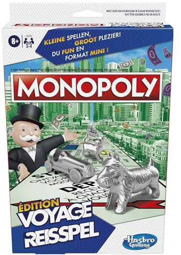 MONOPOLY TRAVEL Edition Tragbares Spiel für 2 bis 4 Spieler, Reisespiel für Kinder ab 6 Jahren - Französische Version