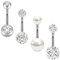 Aucuu 4pcs 14G Piercing Nombril Acier Chirurgical, Anneau de Nombril, Bijoux de Corps pour Femmes Hommes