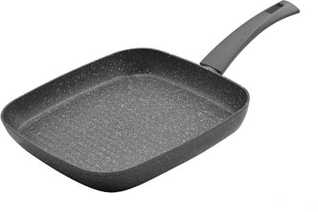 Zanetti, Bistecchiera Antiaderente 28x28 cm DURAPIETRA, Bistecchiera Forgiata Effetto Pietra Adatta a Tutti i Piani Cottura INCLUSO INDUZIONE