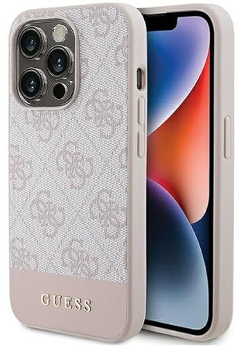 Guess GUHCP15LG4GLPI Hülle für iPhone 15 Pro 6.1 Rosa hardcase 4G Stripe Collection
