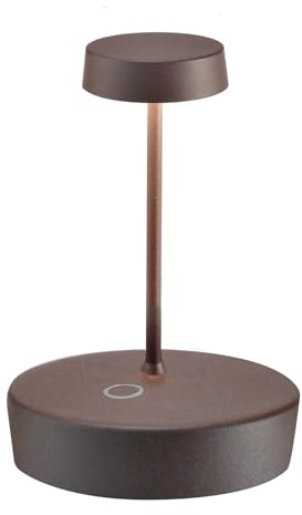 Zafferano, Swap Mini Lampe, Wiederaufladbare und Kabellose Tischlampe mit Touch Control, Geeignet für den Innen- und Außenbereich, Stufendimmer, 2200-3000 K, Höhe 14,8 cm, Farbe Corten