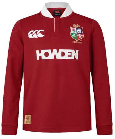 British & Irish Lions Unisex Kids Canterbury 2025 Junior Long Sleeve Classic Rugby Jersey, Red Dahlia, 14 Years