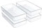 Kriovoa Paquete de 4 organizadores de cajones de cocina, bandeja de almacenamiento grande transparente con almohadillas antideslizantes, separadores de cajones de plástico para cosméticos,