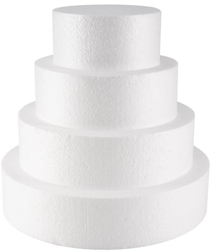 Yheonver 4Er Pack Foam Cake Dummy zum Dekorieren und Hochzeitsdisplay, Skulptur, Modellieren Von DIY-KüNsten, Kinderklasse, Blumen