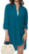Tanmolo Damen Bluse V-Ausschnitt Hemdbluse Langarm Lässiges Hemd zum Knöpfen Langarmshirt Casual Oberteile Aufrollen Tops (Türkis,S)