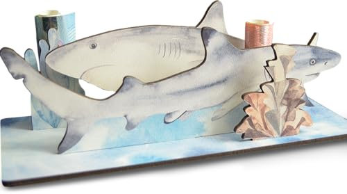 Hai Fisch - Hai 3D-Holzkarte | Geldgeschenke, Hai – Shark Attack, Geschenkidee & Lustige Einladungskarte Zum Angeln & Für Angler, Grosser Weisser Hai, Ozean-Geburtstag