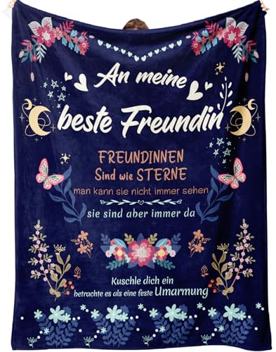 SECOGM Beste Freundin Geschenke, Geschenke für Freundin Decke, Geburtstagsgeschenk für Beste Freundin, Beste Freundin, Flauschig Decke für Beste Freundin, 152cm x 127cm(Marineblau)