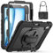 SEYMCY Case for iPad Air 11 Inch 2025(M3 7th) /2024(M2 6th), Full Body Shockproof with Screen Protector, 360° Rotating Stand & Hand Strap, Shoulder Strap, Pencil Holder, Black