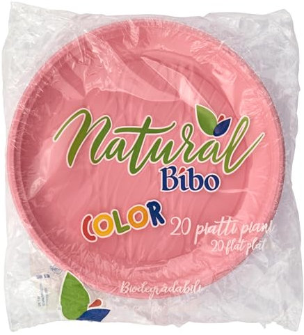 Maury's Articoli Bio Stoviglie pe Festa Colorate, Piatti Bicchieri e Forchette Ideali per Compleanni, Feste, Party, aperitivi e Eventi (ROSA PIANI 20pz)