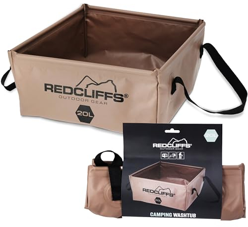 Tool & Tree Bassine de lavage d'extérieur pliable marron, 20 l, robuste, pour la cuisine de camping, lavabo pliable pratique pour le camping et les activités de plein air