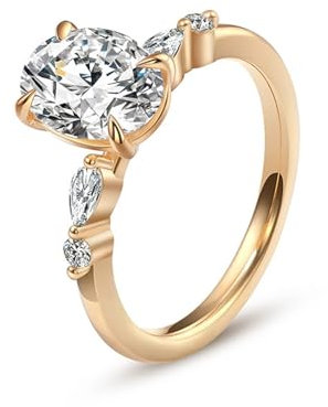 Wycian Engagement Ring, Moissanit Ring Eternity 9 Karat Roségold Größe 47 (15.0) 1 Moissanit 1Ct Ovalschliff D Farbe Npassbar Für Abschluss