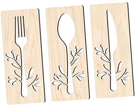 Holz Wanddeko Gabel Löffel Messer Schild für Küche und Essen