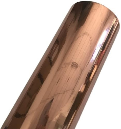 SQIANKUN Autofolie Dehnbare Chrom-Spiegel-Gold-Vinylfolie, Selbstklebende Autoaufkleber, Luftablassfolie, Folienverpackung Auto Folie(Rose Gold,10cm x 152cm)