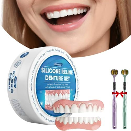 Bikenda Silicone Reline Denture Set, Denture Silicone Reline Kit, Perfect Fit Denture Silicone Reline Kit, Soft Denture Silicone Reline Kit, Easy Use Silicone Reline Kit For Dentures (2pc)