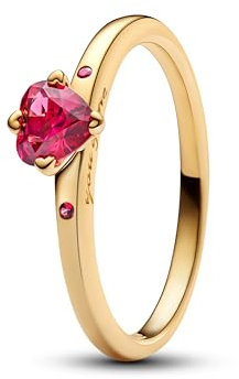 PANDORA Moments Explosion der Liebe Ring aus Sterling Silber mit 14k vergoldeter Metalllegierung mit künstlichem Kristall und Zirkonia, Größe: 56, 166574C01-56