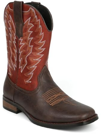 Marrone,42 EU,Uomo Stivali Western Stivali da Cowboy Vintage Stivali da Equitazione Caccia Stivali da Moto