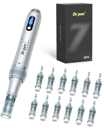 Dr. Pen M7S Stylo à micro-aiguilles avec 12 cartouches de rechange 16 broches 24 broches 36 broches pour appareil anti-âge Argenté