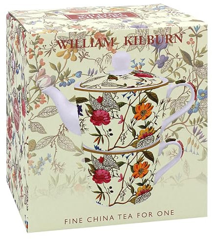 The Leonardo Collection William Kilburn Tea for One | Ceramic Teapot and Cup Set | Beautiful Gift for Home and Office | Stylish Printed Teapot for Tea Enthusiasts