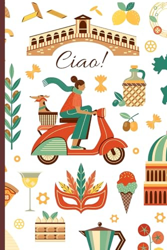 Italy Symbols Notebook: A5 Lined Journal with Italian Landmarks: 100 Pages for Writing, Sketching, and Creativity – Glossy Cover, Perfect Gift for Italy Lovers