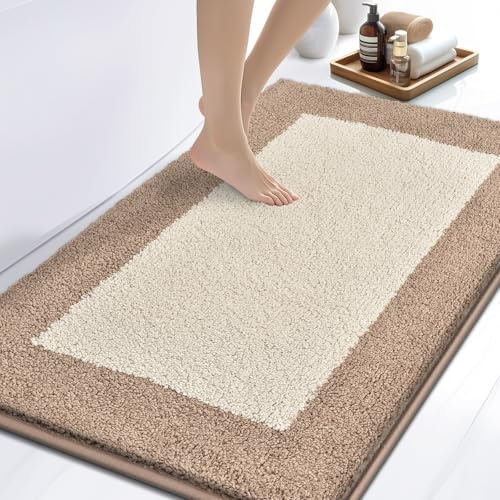 DOMUSTEX Badezimmerteppich 76 X 116 cm, Badematte rutschfest, Badteppich Waschbar, Badvorleger für Dusche, Badewanne und Fußboden