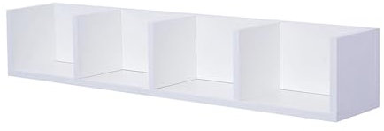 CHZIMADE Wall Mount CD DVD Media Storage Rack 4 Cubes Floating Shelf Wooden Organizer Unit Bookshelf White