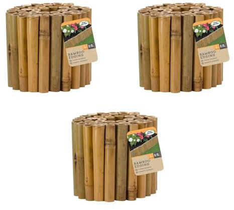 Garden Mile Lot de 3 rouleaux de bordures de jardin pour bordures de pelouse, allées, parterres de fleurs, 15 cm x 100 cm, bordure de pelouse, rouleau de bûches en bois robuste