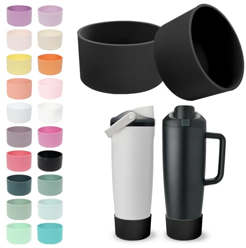 Kaitiaki 2PCS Silicone Boots for Owala 30oz & 40oz FreeSip Sway Bottles & Tumblers – Non-Slip, Scratch-Resistant, Stability Enhancer for Owala Accessories (Midnight Black)
