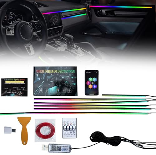 Giabuao 6 in 1 Acryl Auto LED Innenbeleuchtung 445cm,584LEDs RGB Ambientebeleuchtung,App+Fernbedienung Control Steuerbare,Mehrfarbige Ambientebeleuchtung mit 16 Millionen Farben USB-Port