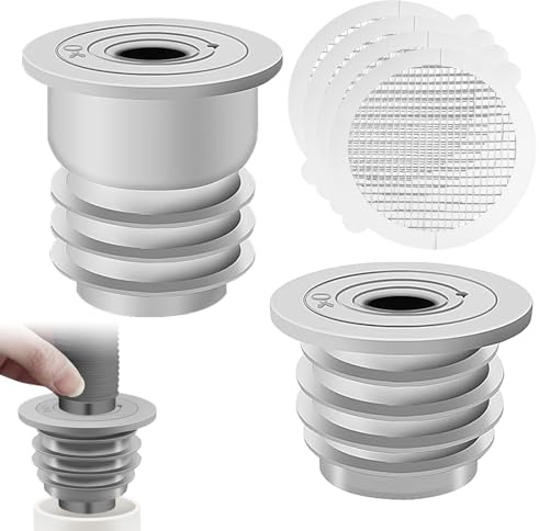 Pack of 2 Sealing Plugs, Silicone Drain Pipe Seal with 4 Filters, Sewer Hose Seal for Pipe Connector, Washing Machines, Kitchen Sink, Bathroom