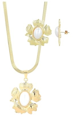 Akzent Schmuckset - Schmuck Set aus Edelstahl Für Damen in Gold, 100% Wasserfest & Hautverträglich