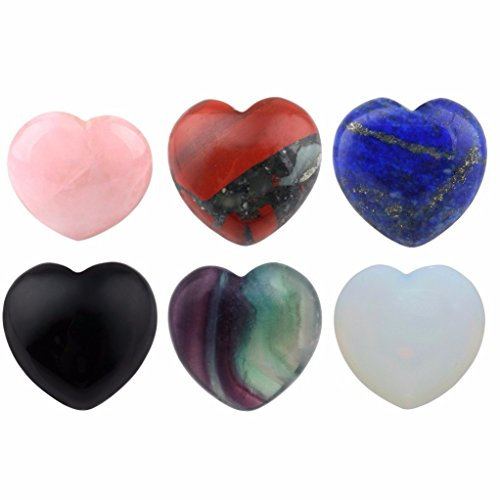 rockcloud Heilung Kristall natur Rosenquarz Herz Love geschnitzt Palm Handschmeichler Chakra Reiki Balancing 0.8mixed Stones(pack of 6)