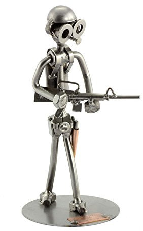 Steelman24 I Schraubenmännchen Soldat Mit Persönlicher Gravur I Made in Germany I Handarbeit I Geschenkidee I Stahlfigur I Metallfigur