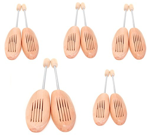 TUKA [5 paia] naturale legno Tendiscarpe unisex con molla a spirale, forma per calzature, Allarga scarpe di vero legno, alberi di scarpe, Taglia 45 - Taglia 46, TKB6001-5x-45