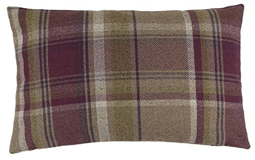 McAlister Textiles Heritage | Sofakissen mit Füllung in Maulbeere Violett | 50 x 30 cm | gewobenes Tartan-Muster kariert | Deko gefülltes Kissen Sofa, Bett, Couch pflegeleichtes Wolle-Gefühl